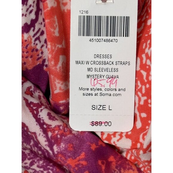 Soma Maxi Dress Crossback Straps Coral Purple Babydoll Y2K Size Large NWT - Picture 11 of 12